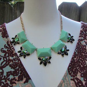 Vintage Green and Golden Statement Necklace